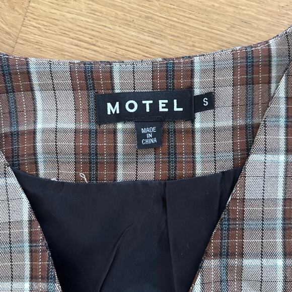 Motel X Olivia Neill Hondra Trousers & Vistana Vest Checks Size S Brown Gray - Picture 4 of 7